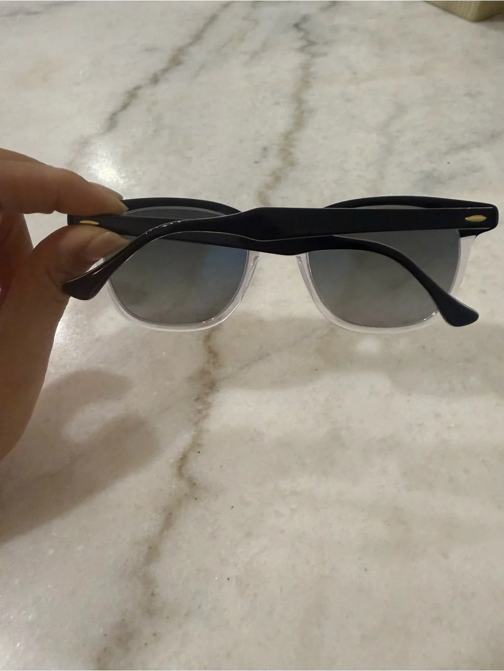 Ray-Ban Hawkeye Black & Clear Polarized Sunglasses with Gradient Gray Lenses